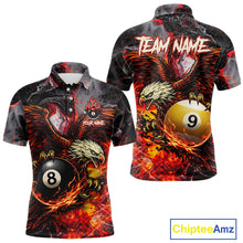 Load image into Gallery viewer, Eagle Fire Flame Pool 9 Ball &amp; 8 Ball Men's Billiard Shirt Custom Billiard Polo &amp; 1/4 Zip Attire NYN2494