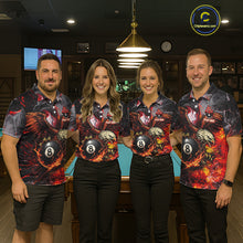 Load image into Gallery viewer, Eagle Fire Flame Pool 9 Ball &amp; 8 Ball Men's Billiard Shirt Custom Billiard Polo &amp; 1/4 Zip Attire NYN2494