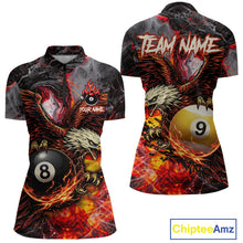 Load image into Gallery viewer, Eagle Fire Flame Pool 9 Ball &amp; 8 Ball Women's Billiard Shirt Custom Billiard Polo &amp; 1/4 Zip Attire NYN2494