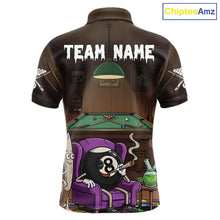 Load image into Gallery viewer, Funny Pool 8 Ball Smoking Men's Billiard Team Shirt Custom Billiard Polo &amp; 1/4 Zip Attire NYN2495