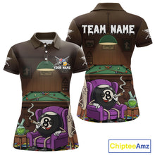 Load image into Gallery viewer, Funny Pool 8 Ball Smoking Women's Billiard Team Shirt Custom Billiard Polo &amp; 1/4 Zip Attire NYN2495