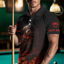 Load image into Gallery viewer, Fire Flame Dinosaur &amp; Pool 8 Ball Men Billiard Team Shirt Custom Billiard Polo &amp; 1/4-Zip Attire NYN2498
