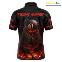 Load image into Gallery viewer, Fire Flame Dinosaur &amp; Pool 8 Ball Men Billiard Team Shirt Custom Billiard Polo &amp; 1/4-Zip Attire NYN2498