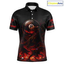 Load image into Gallery viewer, Fire Flame Dinosaur &amp; Pool 8 Ball Men Billiard Team Shirt Custom Billiard Polo &amp; 1/4-Zip Attire NYN2498