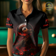 Load image into Gallery viewer, Fire Flame Dinosaur &amp; Pool 8 Ball Women Billiard Team Shirt Custom Billiard Polo &amp; 1/4-Zip Attire NYN2498
