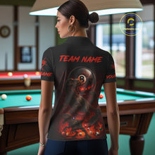 Load image into Gallery viewer, Fire Flame Dinosaur &amp; Pool 8 Ball Women Billiard Team Shirt Custom Billiard Polo &amp; 1/4-Zip Attire NYN2498