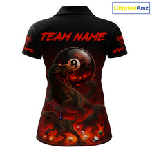 Load image into Gallery viewer, Fire Flame Dinosaur &amp; Pool 8 Ball Women Billiard Team Shirt Custom Billiard Polo &amp; 1/4-Zip Attire NYN2498