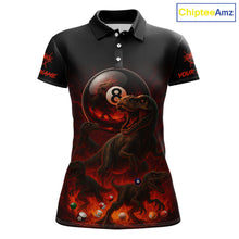 Load image into Gallery viewer, Fire Flame Dinosaur &amp; Pool 8 Ball Women Billiard Team Shirt Custom Billiard Polo &amp; 1/4-Zip Attire NYN2498