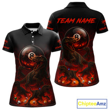 Load image into Gallery viewer, Fire Flame Dinosaur &amp; Pool 8 Ball Women Billiard Team Shirt Custom Billiard Polo &amp; 1/4-Zip Attire NYN2498