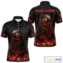 Load image into Gallery viewer, Fire Flame Dinosaur &amp; Pool 8 Ball Men Billiard Team Shirt Custom Billiard Polo &amp; 1/4-Zip Attire NYN2498