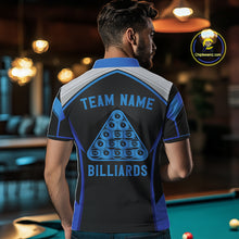 Load image into Gallery viewer, Funny Bass Hold Pool 8 Ball Men's Billiard Team Shirt Custom Billiard Polo &amp; 1/4-Zip Attire|Blue NYN2500