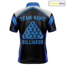 Load image into Gallery viewer, Funny Bass Hold Pool 8 Ball Men's Billiard Team Shirt Custom Billiard Polo &amp; 1/4-Zip Attire|Blue NYN2500