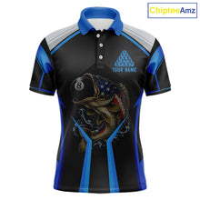 Load image into Gallery viewer, Funny Bass Hold Pool 8 Ball Men's Billiard Team Shirt Custom Billiard Polo &amp; 1/4-Zip Attire|Blue NYN2500
