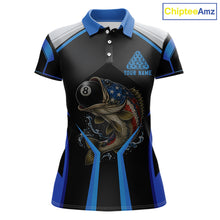 Load image into Gallery viewer, Funny Bass Hold Pool 8 Ball Women's Billiard Team Shirt Custom Billiard Polo &amp; 1/4-Zip Attire|Blue NYN2500