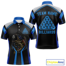 Load image into Gallery viewer, Funny Bass Hold Pool 8 Ball Men's Billiard Team Shirt Custom Billiard Polo &amp; 1/4-Zip Attire|Blue NYN2500