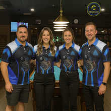 Load image into Gallery viewer, Funny Bass Hold Pool 8 Ball Men's Billiard Team Shirt Custom Billiard Polo &amp; 1/4-Zip Attire|Blue NYN2500