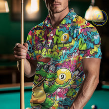 Load image into Gallery viewer, Graffiti Funny Crocodile Pool 8 Ball Men Billiard Team Shirt Custom Billiard Balls Attire NYN2501