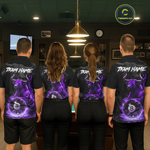 Load image into Gallery viewer, Black &amp; Purple Flames Pool 8 Ball Men's Billiard Team Shirt Custom Funny Bull Billiard Attire NYN2502