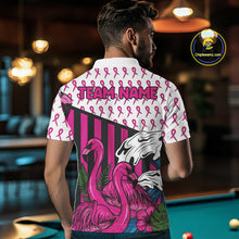 Load image into Gallery viewer, Custom Breast Cancer Awareness Pool Ball Men's Billiard Shirt Funny Flamingo Billiard Attire NYN2504