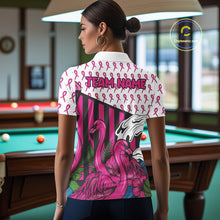 Load image into Gallery viewer, Custom Breast Cancer Awareness Pool Ball Women's Billiard Shirt Funny Flamingo Billiard Attire NYN2504