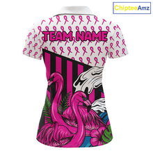 Load image into Gallery viewer, Custom Breast Cancer Awareness Pool Ball Women's Billiard Shirt Funny Flamingo Billiard Attire NYN2504