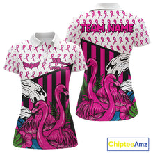 Load image into Gallery viewer, Custom Breast Cancer Awareness Pool Ball Women's Billiard Shirt Funny Flamingo Billiard Attire NYN2504