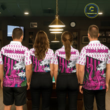Load image into Gallery viewer, Custom Breast Cancer Awareness Pool Ball Men's Billiard Shirt Funny Flamingo Billiard Attire NYN2504