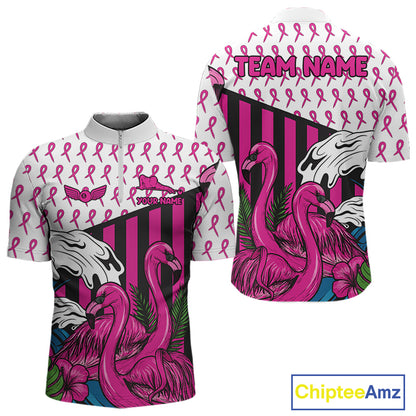Custom Breast Cancer Awareness Pool Ball Men's Billiard Shirt Funny Flamingo Billiard Attire NYN2504