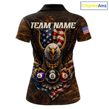 Load image into Gallery viewer, Eagle Retro Grunge American Flag Ball 8 Billiards Pool Shirt For Women Personalized Billiard Team Names NYN2696