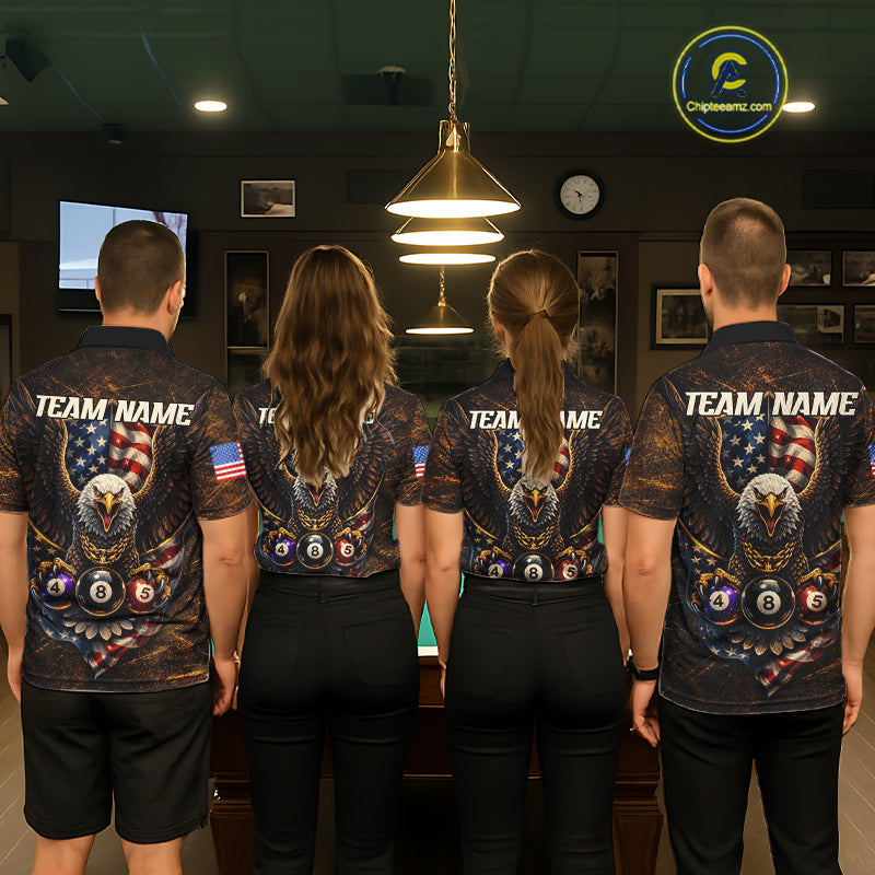 Eagle Retro Grunge American Flag Ball 8 Billiards Pool Shirt For Men Personalized Billiard Team Names NYN2696
