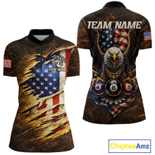 Load image into Gallery viewer, Eagle Retro Grunge American Flag Ball 8 Billiards Pool Shirt For Women Personalized Billiard Team Names NYN2696