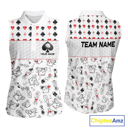 Poker Womens Golf Sleeveless Polo Shirt Personalized Name Funny Golf Top For Team Golfer Gift For Ladies NYN2850
