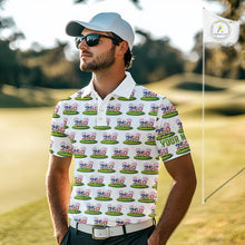 Load image into Gallery viewer, American Flag Grass Mens Golf Polo Shirt Patriotic USA Golf Shirts, Golf Gift NYN2853