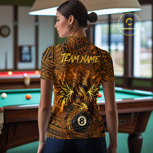 Load image into Gallery viewer, Black And Yellow Tribal Pattern Billiard Phoenix Jersey For Women Billiard 8 Ball Pool Team Shirts NYN2861