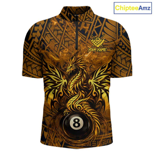 Black And Yellow Tribal Pattern Billiard Phoenix Jersey For Men Billiard 8 Ball Pool Team Shirts NYN2861