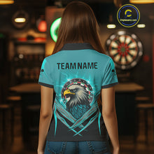 Load image into Gallery viewer, Women's Custom Darts Shirt Turquoise Eagle And Thunder Lightning Dartboards NYN0289
