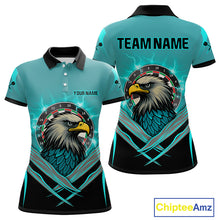 Load image into Gallery viewer, Women's Custom Darts Shirt Turquoise Eagle And Thunder Lightning Dartboards NYN0289