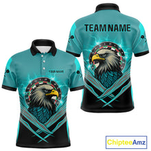 Load image into Gallery viewer, Men's Custom Darts Shirt Turquoise Eagle And Thunder Lightning Dartboards NYN0289
