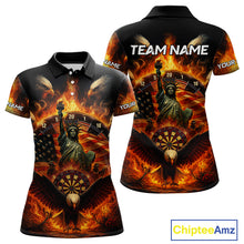 Load image into Gallery viewer, Custom Women's Darts Polo Jersey US Flag Flaming Eagle Dartboard For Darts Team NYN0770