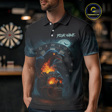 Load image into Gallery viewer, Personalized Blue Raven &amp; Skull Grunge Dart Jerseys, Dart Team Shirts For Men Custom NYN1096