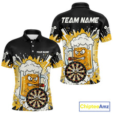 Load image into Gallery viewer, Beer Mascot Smoking Dartboard Custom Men Darts Polo Shirt Funny Funny Dart Jerseys NYN1957