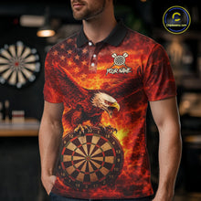 Load image into Gallery viewer, US Flag Eagle Flame Dartboard Darts Polo Shirts For Men Custom Patriotic Dart Team Jerseys NYN2507