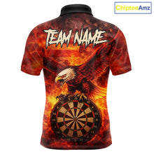 Load image into Gallery viewer, US Flag Eagle Flame Dartboard Darts Polo Shirts For Men Custom Patriotic Dart Team Jerseys NYN2507