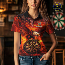 Load image into Gallery viewer, US Flag Eagle Flame Dartboard Darts Polo Shirts For Women Custom Patriotic Dart Team Jerseys NYN2507