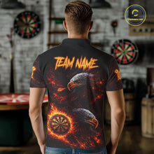 Load image into Gallery viewer, Eagle Couple Flame Dartboard &amp; Arrow Men Darts Polo Shirt Custom Outfits Dart Team Jerseys NYN2508