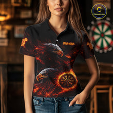 Load image into Gallery viewer, Eagle Couple Flame Dartboard &amp; Arrow Women Darts Polo Shirt Custom Outfits Dart Team Jerseys NYN2508