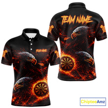 Load image into Gallery viewer, Eagle Couple Flame Dartboard &amp; Arrow Men Darts Polo Shirt Custom Outfits Dart Team Jerseys NYN2508