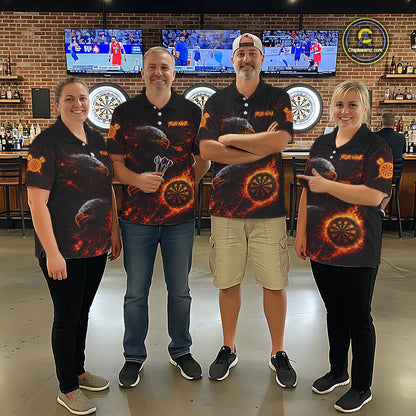 Eagle Couple Flame Dartboard & Arrow Women Darts Polo Shirt Custom Outfits Dart Team Jerseys NYN2508