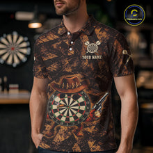 Load image into Gallery viewer, Funny Dartboard Cowhand Men Darts Polo Shirt Personalized Brown Grunge Dart Team Jerseys NYN2510