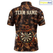 Load image into Gallery viewer, Funny Dartboard Cowhand Men Darts Polo Shirt Personalized Brown Grunge Dart Team Jerseys NYN2510
